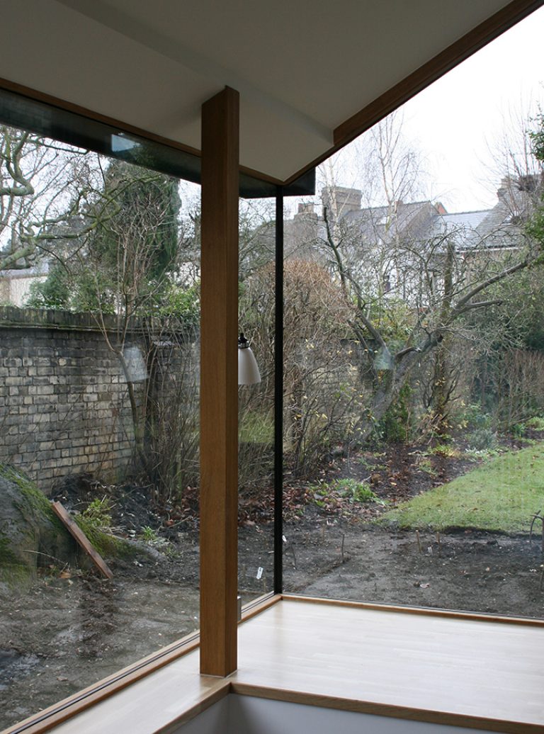 Frameless Glazing | Glass Box Extension | Window Seat | Bulthaup Cambridge | Architect | Building Contractor | Design and Build | Construction | Interior Design | Building | Refurbishment | Cambridge | London | Suffolk | Essex | Saffron Walden | Hertfordshire | The Daniels Group